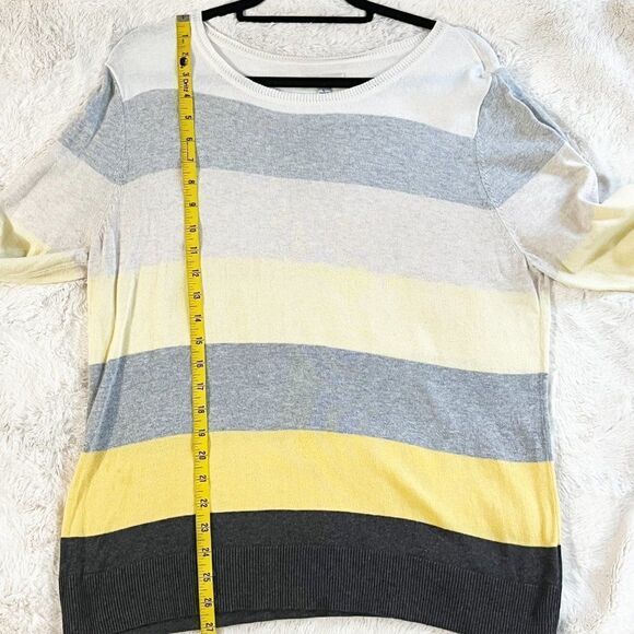 Croft & Barrow Yellow‎ and Gray Color Block Stripe Sweater Size Large - Picture 4 of 7